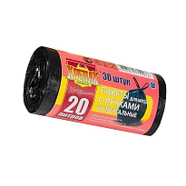 Мешки для мусора 20 л, с ручками, черные, в рулоне 30 шт., ПНД, 10 мкм, 550х440 мм, Крепак, 4607075710276 в Тольятти Мешки для мусора 20 л, с ручками, черные, в рулоне 30 шт., ПНД, 10 мкм, 550х440 мм, Крепак, 4607075710276 в Тольятти