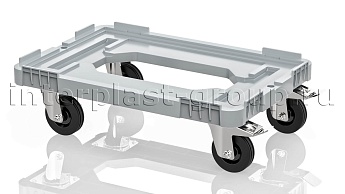 Тележка пластиковая с отверстием 2 колеса с тормозом серая в Тольятти