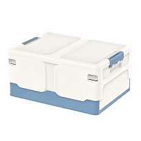 Ящик пластиковый складной белый, дно синее, 480х360х240 мм в Тольятти