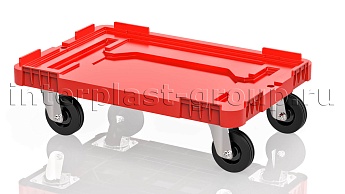 Тележка пластиковая сплошная без тормозов красная в Тольятти Тележка пластиковая сплошная без тормозов красная в Тольятти