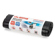 Мешки для мусора 60 л, черные, в рулоне 20 шт., ПНД, 10 мкм, 700х600 мм, LAIMA, 601381 в Тольятти