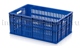 Ящик для молока, мяса, овощей и фруктов большая перфорация дно сплошное синий в Тольятти