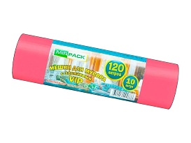 Мешки для мусора 120 л, с завязками, красные, в рулоне 10 шт., ПНД, 15 мкм, 800х750 мм, VIP, Z12010red в Тольятти