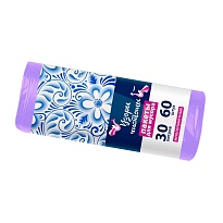 Мешки для мусора 30 л, сиреневые, в рулоне 60 шт., ПНД, 6 мкм, 560х480 мм, Узоры Чистоты, МУ4251 (МН 30-60сир) в Тольятти