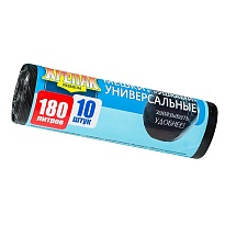 Мешки для мусора 180 л, с ушками, черные, в рулоне 10 шт., ПНД, 20 мкм, 1150х800 мм, Крепак, 4607075710498 в Тольятти