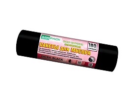 Мешки для мусора 180 л, ароматизированные, черные, в рулоне 10 шт., ПВД, 50 мкм, 1100х930 мм, EXTRA black, 18008301 в Тольятти