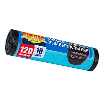 Мешки для мусора 120 л, с ушками, черные, в рулоне 10 шт., ПНД, 15 мкм, 1100х700 мм, Крепак, 4607075710474 в Тольятти