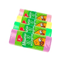 Мешки для мусора 30 л, ассорти, в рулоне 30 шт., ПНД, 5 мкм, 560х480 мм, Эконом, МЭ8716 в Тольятти Мешки для мусора 30 л, ассорти, в рулоне 30 шт., ПНД, 5 мкм, 560х480 мм, Эконом, МЭ8716 в Тольятти