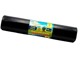 Мешки для мусора 200 л, ароматизированные, черные, в рулоне 10 шт., ПВД, 100 мкм, 1200х800 мм, Добрыня, Dob20010black в Тольятти