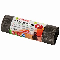 Мешки для мусора 60 л, черные, в рулоне 20 шт., ПНД, 5 мкм, 650х570 мм, Любаша, 605331 в Тольятти Мешки для мусора 60 л, черные, в рулоне 20 шт., ПНД, 5 мкм, 650х570 мм, Любаша, 605331 в Тольятти