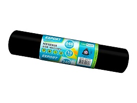 Мешки для мусора 240 л, черные, в рулоне 10 шт., ПВД 80 мкм, 1300х930 мм, EXPORT, exp 24010167 в Тольятти