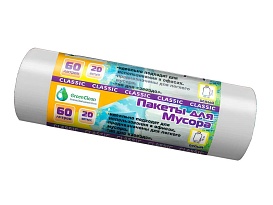 Мешки для мусора 60 л, белые, в рулоне 20 шт., ПНД, 7 мкм, 700х600 мм, MIRPACK Classik, 602052 в Тольятти