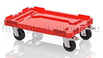 Тележка пластиковая сплошная 2 колеса с тормозом красная в Тольятти Тележка пластиковая сплошная 2 колеса с тормозом красная в Тольятти