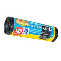 Мешки для мусора 180 л, черные, в рулоне 10 шт., ПНД, 20 мкм, 1150х800 мм, Крепак, 4607075710481 в Тольятти