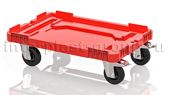 Тележка пластиковая сплошная 2 колеса с тормозом усиленная красная в Тольятти