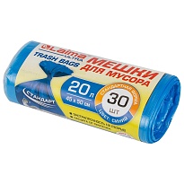 Мешки для мусора 20 л, синие, в рулоне 30 шт., ПНД, 8 мкм, 500х450 мм, LAIMA, 607682 в Тольятти