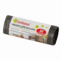 Мешки для мусора 30 л, черные, в рулоне 20 шт., ПНД, 5 мкм, 550х470 мм, Любаша эконом, 605329 в Тольятти