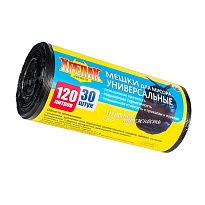 Мешки для мусора 120 л, черные, в рулоне 30 шт., ПНД, 15 мкм, 1100х700 мм, Крепак, 4607075710122 в Тольятти