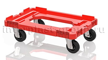 Тележка пластиковая с отверстием без тормозов красная в Тольятти Тележка пластиковая с отверстием без тормозов красная в Тольятти
