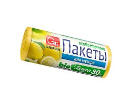 Мешки для мусора 30 л, ароматизированные, Лимон, желтые, в рулоне 20 шт., ПНД, 9 мкм, 560х530 мм, GRIFON Aroma, 101-020 Li в Тольятти Мешки для мусора 30 л, ароматизированные, Лимон, желтые, в рулоне 20 шт., ПНД, 9 мкм, 560х530 мм, GRIFON Aroma, 101-020 Li в Тольятти