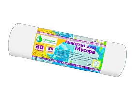 Мешки для мусора 30 л, белые, в рулоне 20 шт., ПНД, 7 мкм, 600х500 мм, MIRPACK Classik, 302042 в Тольятти Мешки для мусора 30 л, белые, в рулоне 20 шт., ПНД, 7 мкм, 600х500 мм, MIRPACK Classik, 302042 в Тольятти