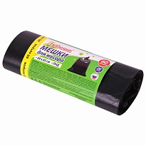 ММешки для мусора 60 л, черные, в рулоне 20 шт., ПНД, 8 мкм, 650х580 мм, Любаша, 608092 в Тольятти