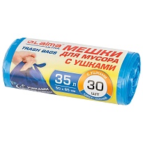 Мешки для мусора 35 л, с ушками, синие, в рулоне 30 шт., ПНД, 11 мкм, 650х500 мм, LAIMA ULTRA, 607684 в Тольятти