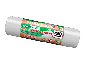 Мешки для мусора 120 л, белые, в рулоне 10 шт., ПНД, 14 мкм, 1100х700 мм, EXTRA, ex1201803 в Тольятти