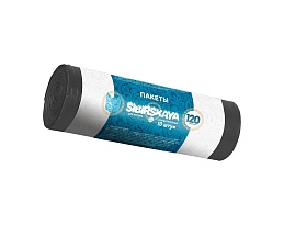 Мешки для мусора 120 л, черные, в рулоне 10 шт., ПНД, 14 мкм, 1100х700 мм, SIBIRSKAYA, 101-008 S в Тольятти