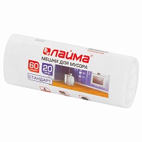 Мешки для мусора 60 л, белые, в рулоне 20 шт., ПНД, 7 мкм, 680х580 мм, LAIMA, 605539 в Тольятти