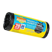 Мешки для мусора 20 л, черные, в рулоне 30 шт., ПНД, 10 мкм, 550х440 мм, Крепак, 4607075710092 в Тольятти