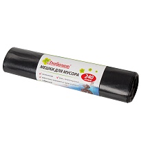 Мешки для мусора 240 л, черные, в рулоне 5 шт., ПВД 30 мкм, 1300х900 мм, Любаша, 605338 в Тольятти