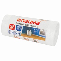Мешки для мусора 35 л, белые, в рулоне 30 шт., ПНД, 6 мкм, 550х480 мм, LAIMA, 605538 в Тольятти